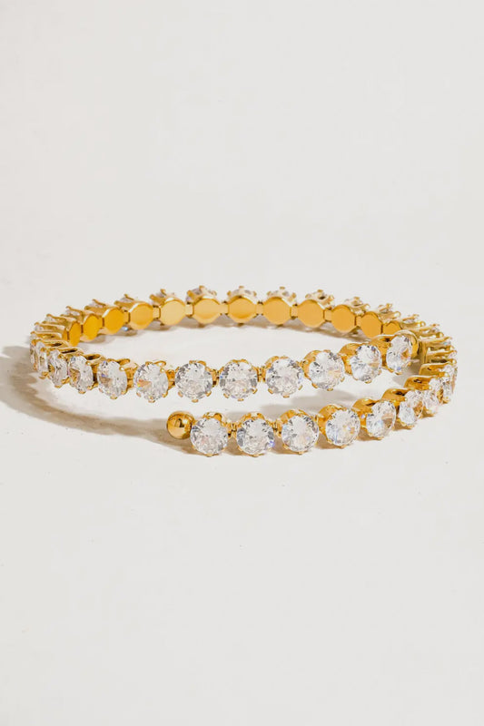 Esme 18K Gold Plated Stainless Steel Cz Glam Bracelet, Gold