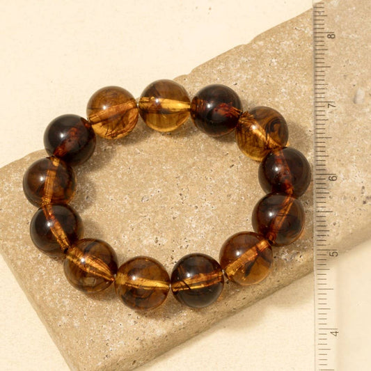 Tortoise Acrylic Bead Stretch Bracelet
