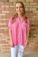 Taking Chances Oversized Button Down Stripped Top, Bubblegum