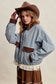 The Scenic Route Contrast Trim Western Utility Jacket, Dusty Blue