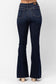 High Waisted Raw Hem Flare Judy Blue Jeans, Dark Wash