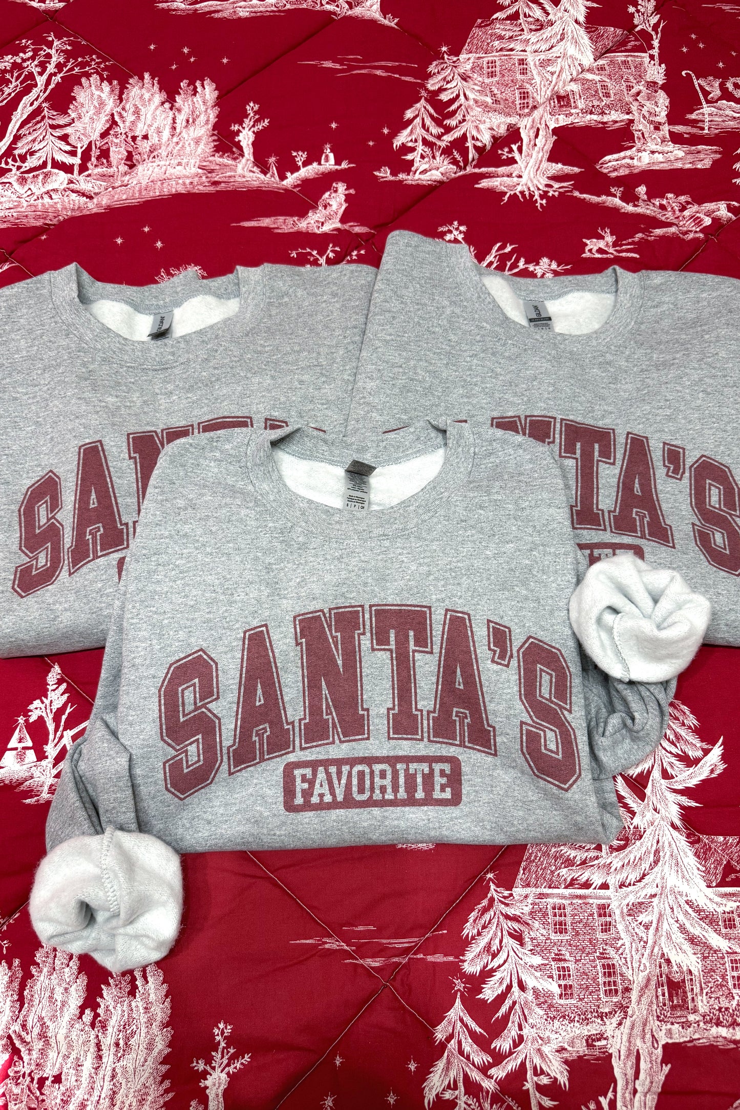 Santa's Favorite Christmas Crewneck Sweatshirt, Grey