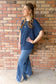 Forget Me Not Rib Knit Poncho Top, Navy