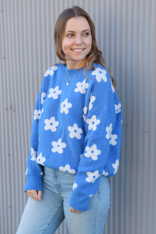 Happy Days Sweater, Blue