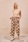 Born For Bold Washed Checker Board Printed Braided Waist Belt Pants
