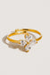 Esther 18K Gold Plated Stainless Steel CZ Adjustable Clover Ring