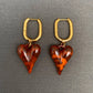 Sasha Acrylic Leopard Heart 18K Gold Plated Stainless Steel Huggie Earrings, Gold