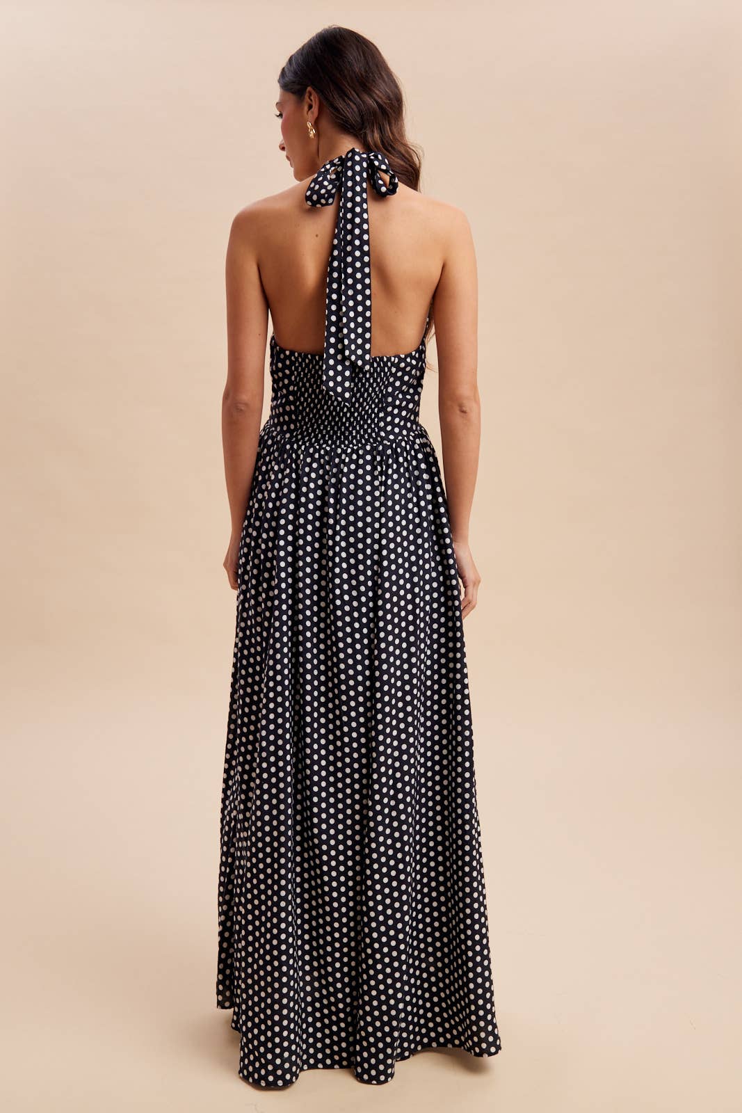 Pure Bliss Polka Dot Halter Dress, Black