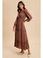 Finding Happiness Gathered Square Neck Maxi Dress, Mocha Mousse