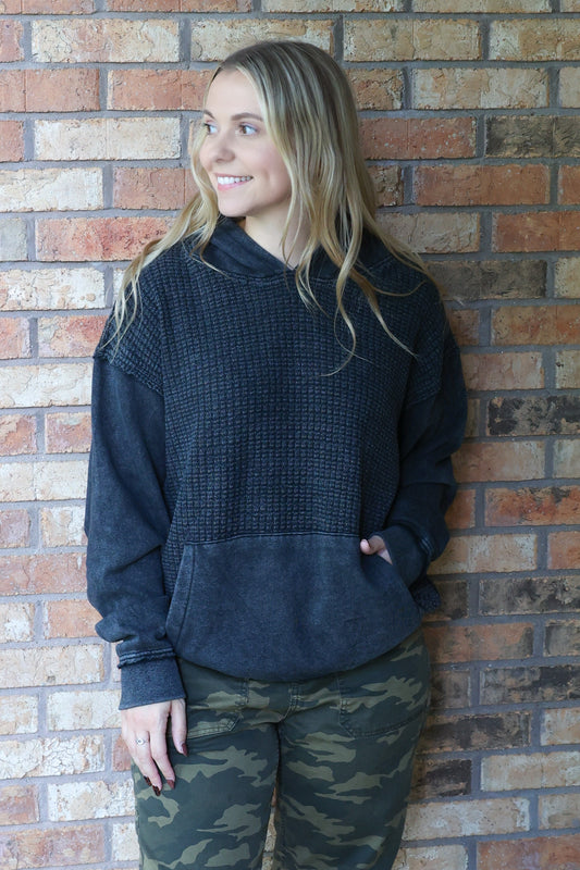 Perfect Weekend Duality Waffle Knit Hoodie