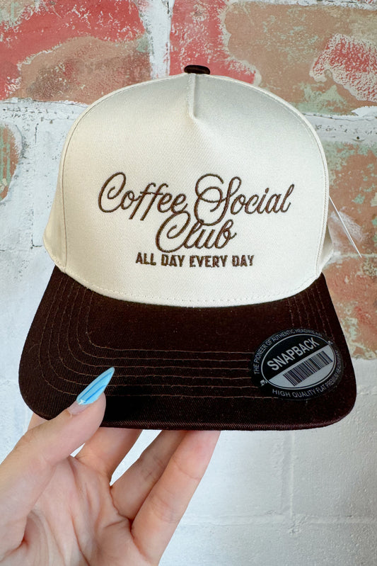 Coffee Social Club Hat, Brown/Cream