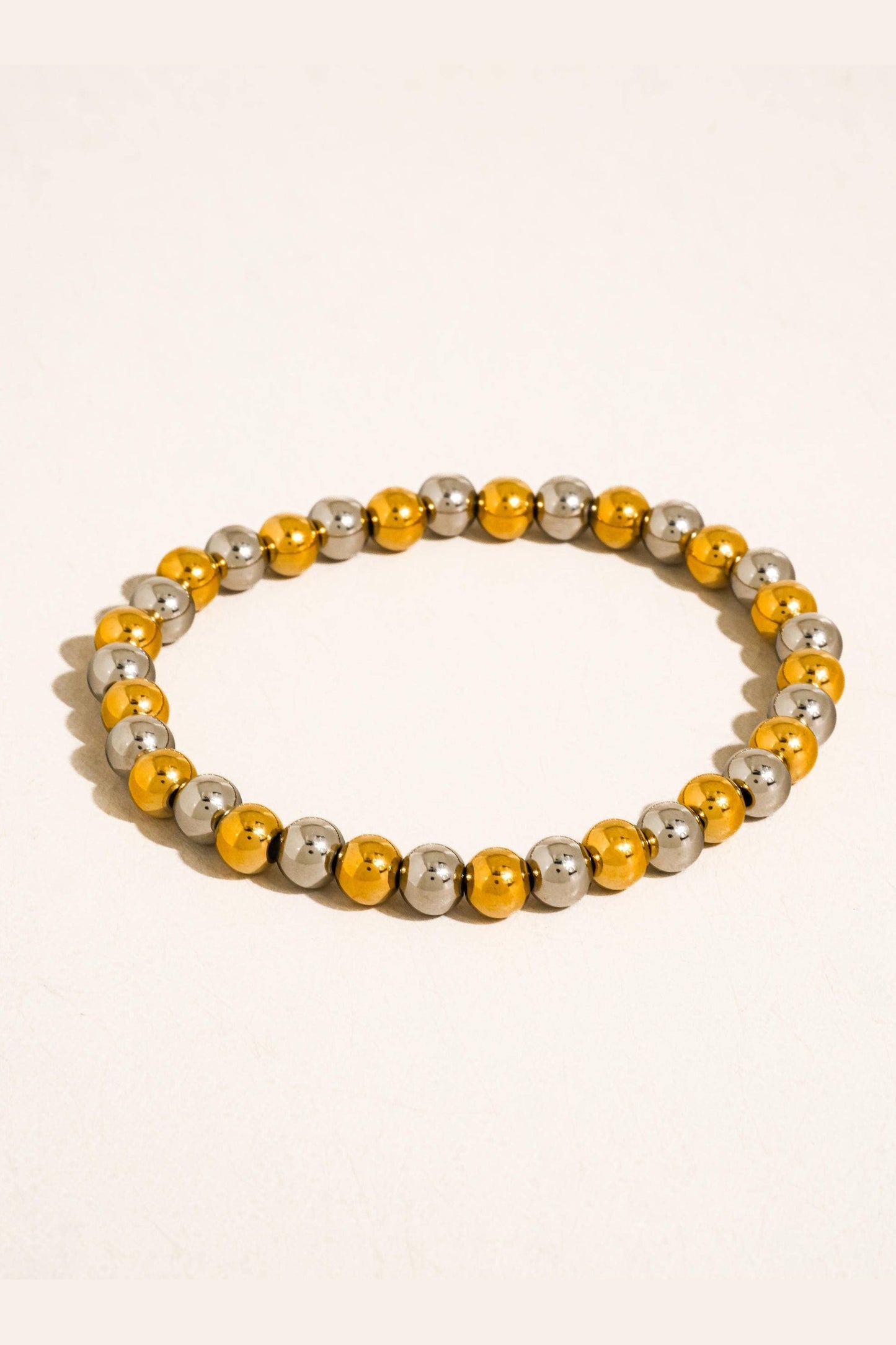 Estel 18K Gold Plated Stainless Steel Two Tone Beaded Bracelet, Gold/Silver