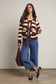 Coffee Date Striped Knit Peter Pan Collar Cardigan, Mocha
