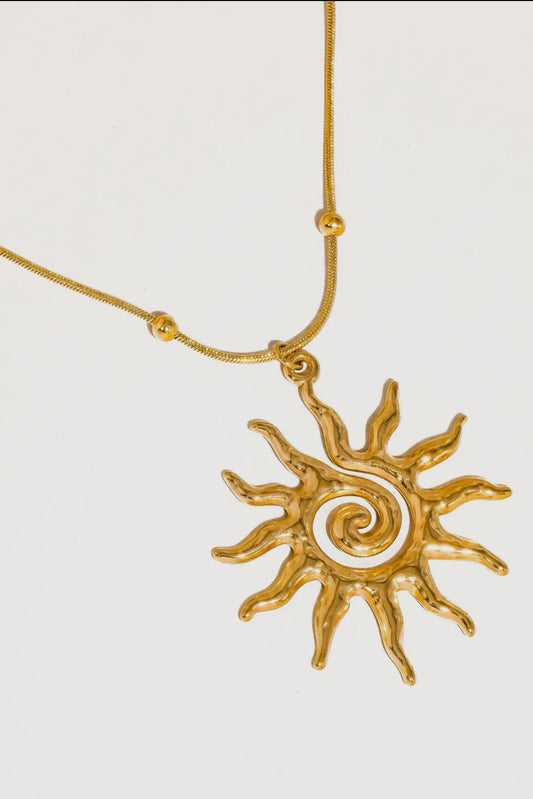 Katerina Vortex Sun 18K Gold Plated Stainless Steel Necklace, Gold