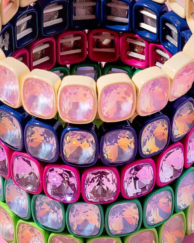 Layla Enamel Stretch Bracelet, Green