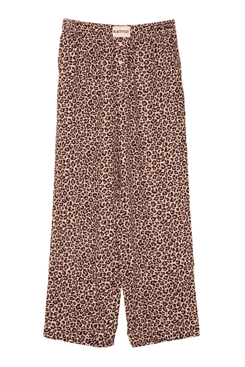 Rise and Shine Leopard Print Boxer Pajama Pants, Brown