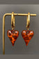 Sasha Acrylic Leopard Heart 18K Gold Plated Stainless Steel Huggie Earrings, Gold