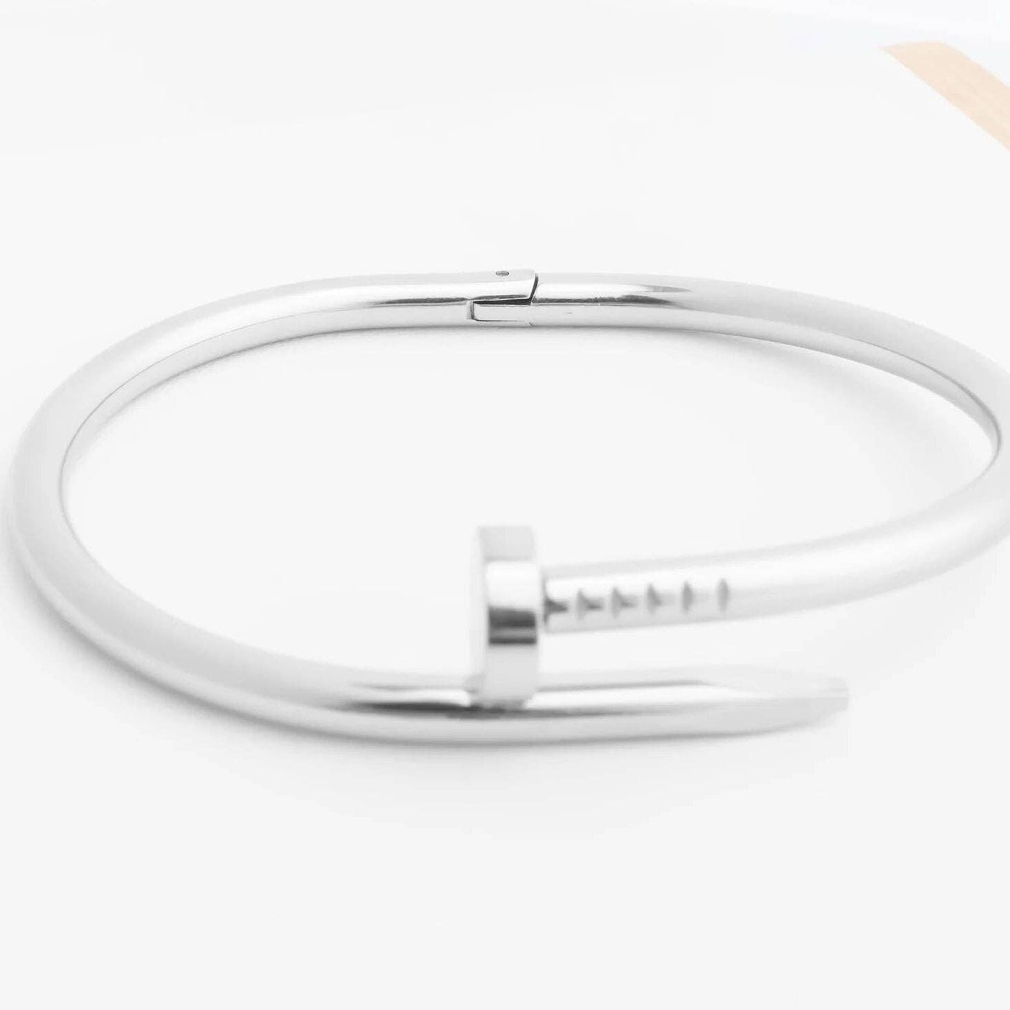 Stevie 18K Gold Plated Stainless Steel Nail Bangle, Silver