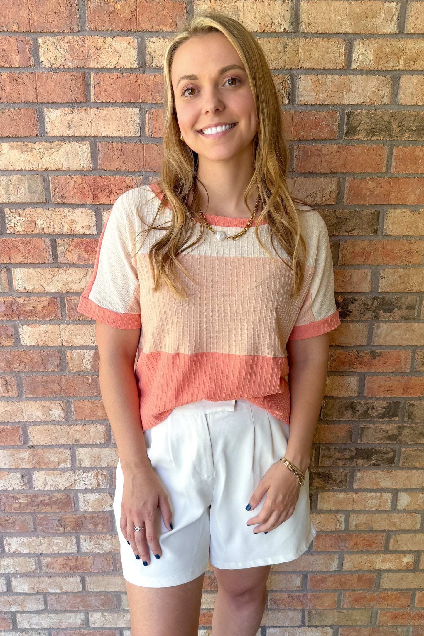 Sweet Pea Color Block Top, Blush Multi