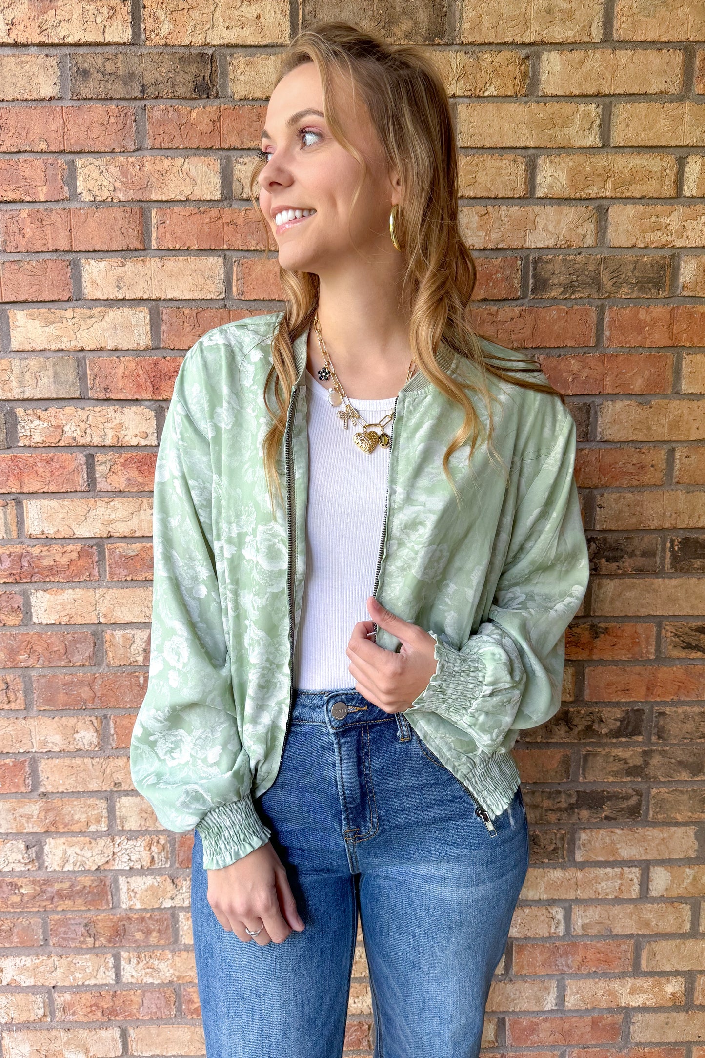 Daily Thoughts Bomber Jacket, Sage