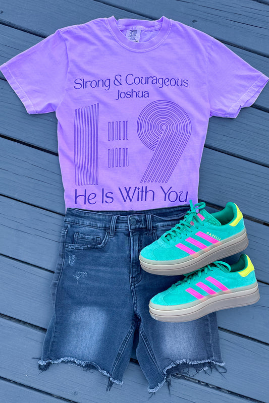 Strong & Courageous Tee Comfort Colors Tee, Neon Violet