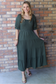 Jolene Smocked Tiered Maxi Dress, Forest Green