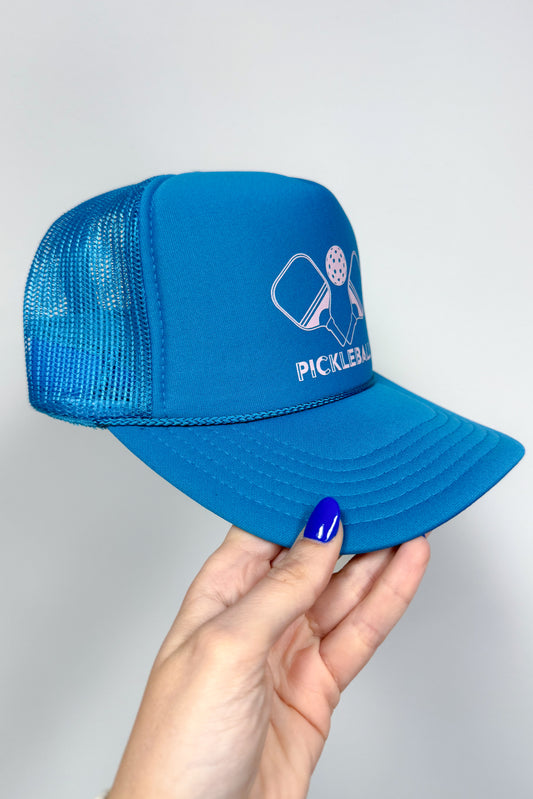 Pickleball Foam Mesh Trucker Hat Cap, Turquoise