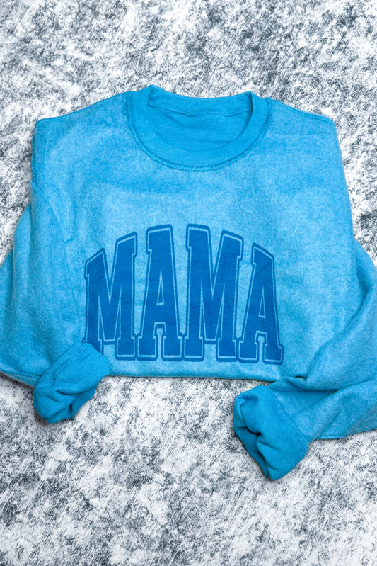 Mama Vintage Inside Out Sweatshirt, Neon Blue