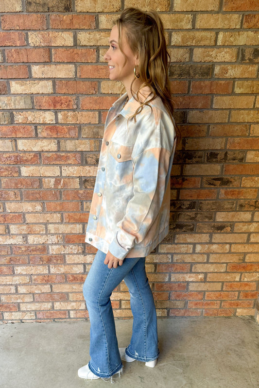 Just Peachy Denim Jacket, Peach/Blue Combo