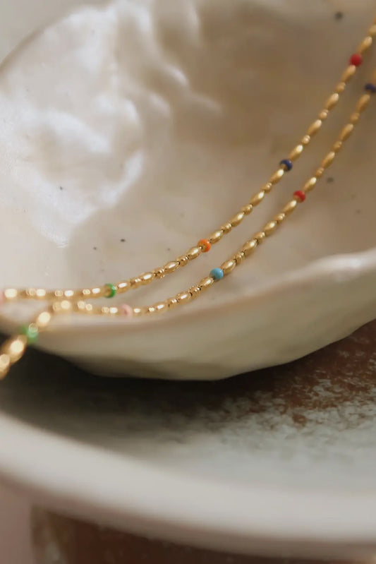 Millie 18K Gold Plated Stainless Steel Petite Beaded Necklace, Gold