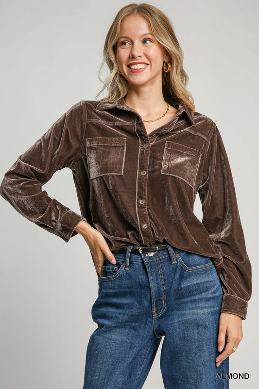 All That You Need Velvet Top, Almond