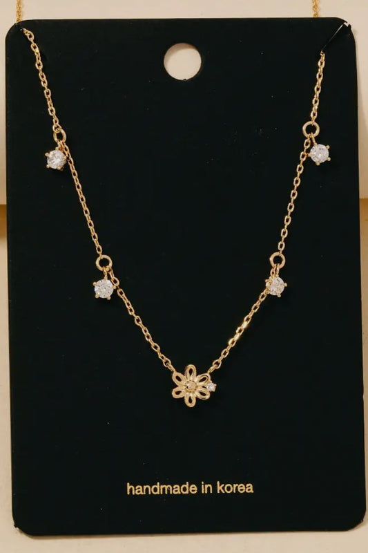 Gold Dipped Flower Charm Chain Necklace, Gold