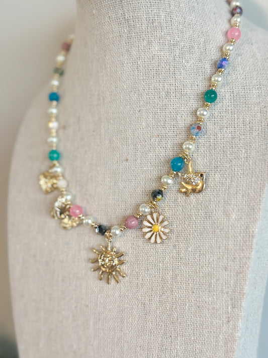 Summer weekends Charm Necklace, Gold