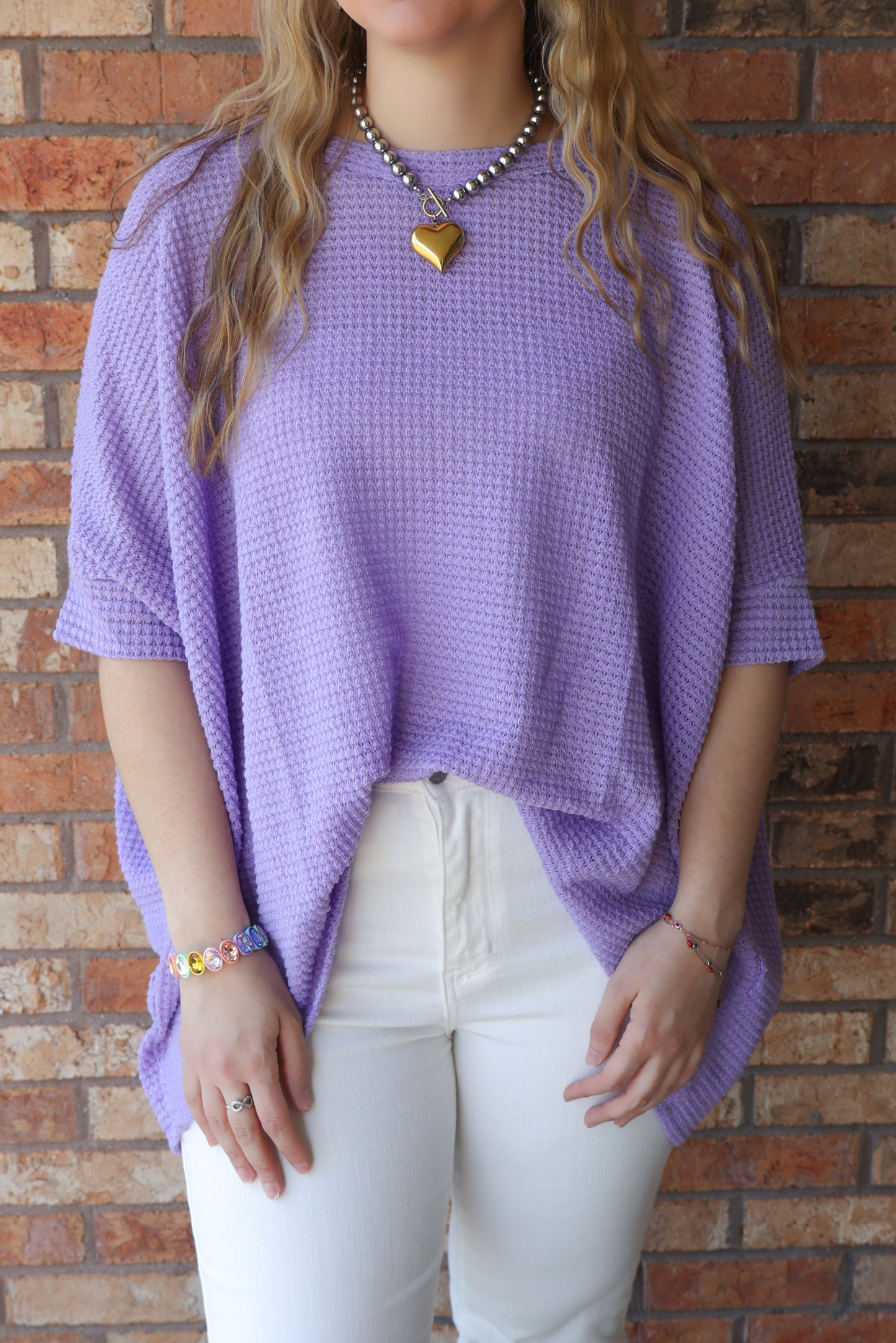Girly Pop Oversized Crochet Knit Poncho Top, Orchid
