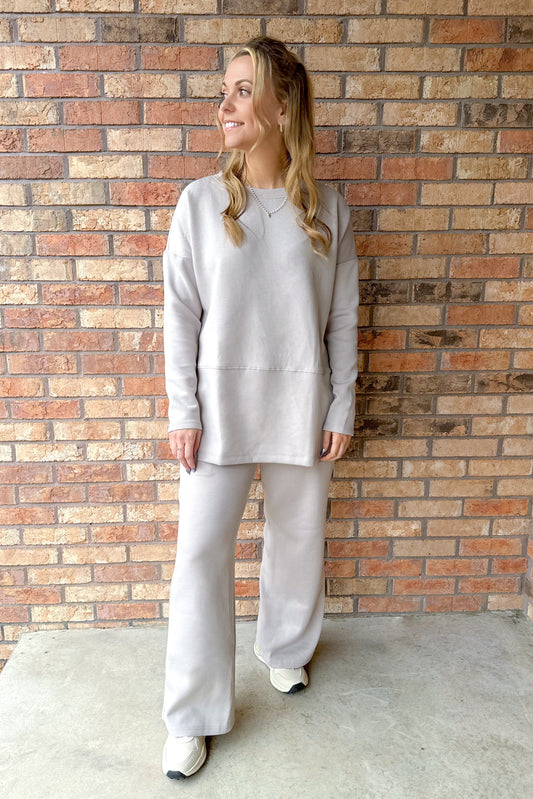 On The Go Tunic Top and Straight Pants Travel Modal Set, Grey