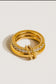 Jasmine 18K Gold Plated Stainless Steel Cz Double Hoop Ring, Gold