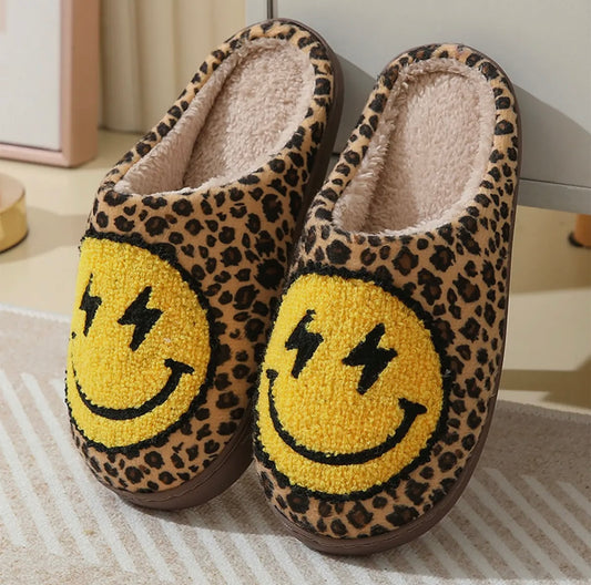 Leopard Smiley Face Slippers