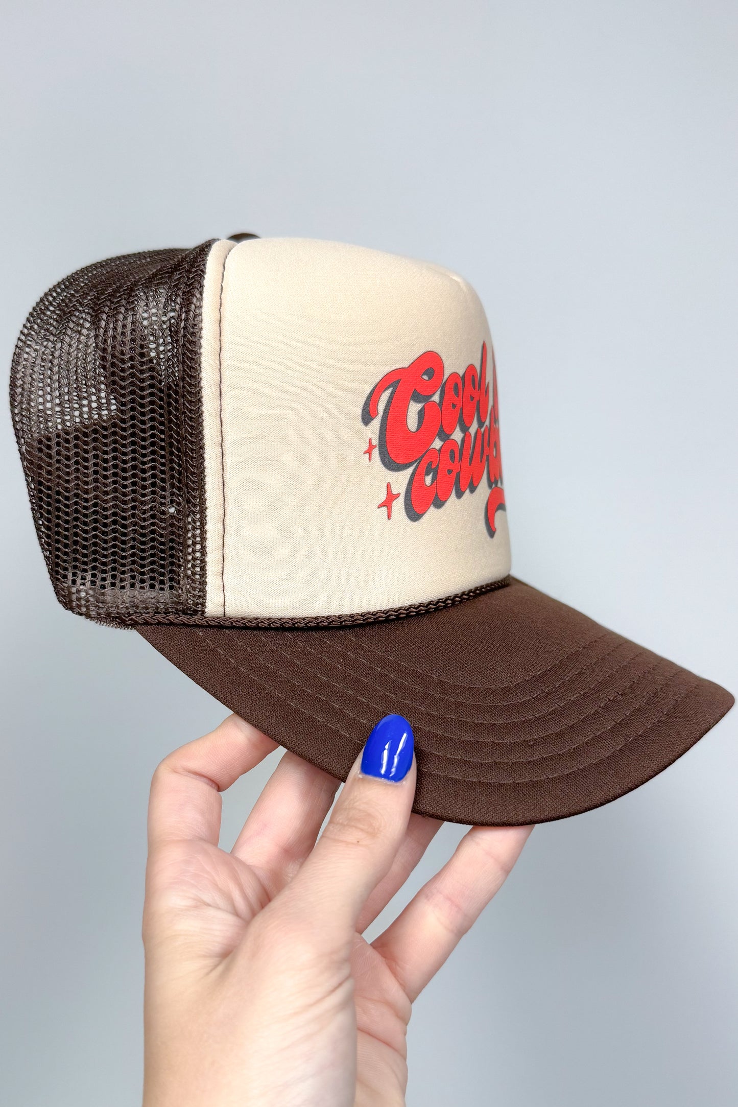 Cool It Cowboy Trucker Hat, Brown/Tan