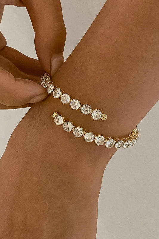 Esme 18K Gold Plated Stainless Steel Cz Glam Bracelet, Gold