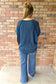 Forget Me Not Rib Knit Poncho Top, Navy