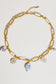 Reina Ceramic Floral Chain 18K Gold Plated Stainless Steel  Necklace, Gold