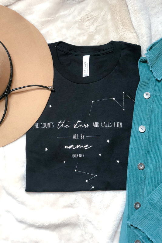 He Counts The Stars Graphic Tee, Black *FINAL SALE*