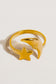 Star and Moon 18K Gold Plated Stainless Steel Ring, Gold