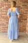 Just Say Yes Pleated Polka Dot Maxi Dress, Blue