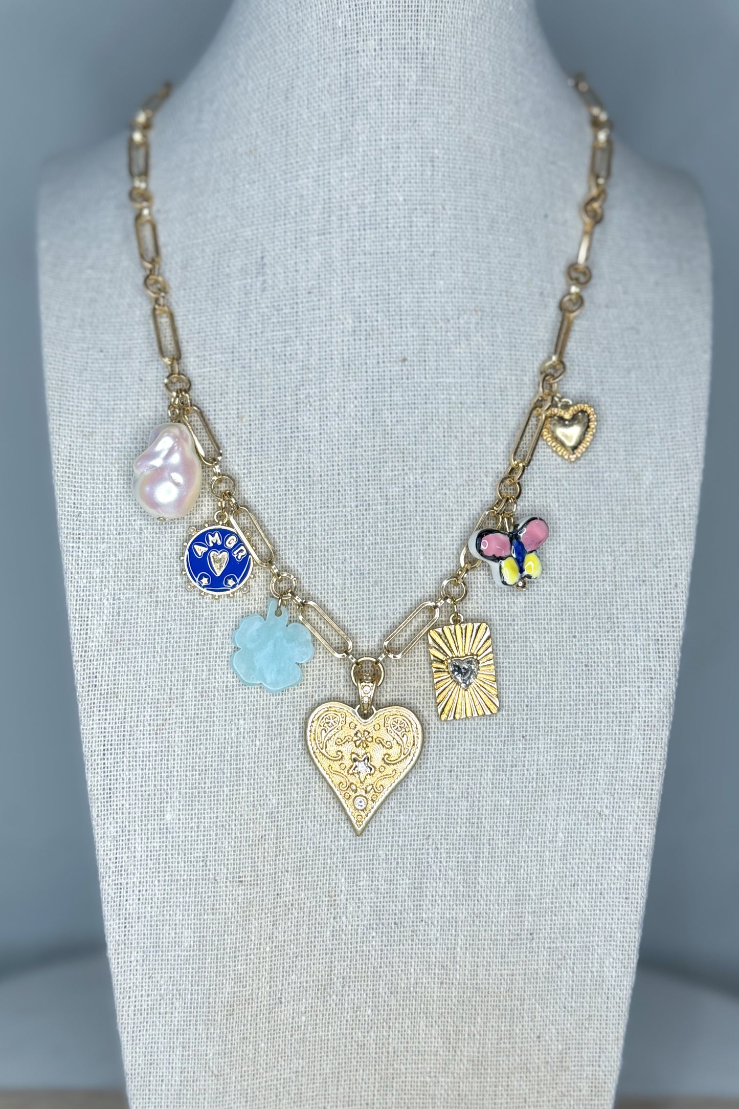 Mi Amor Assorted Charms Chain Necklace