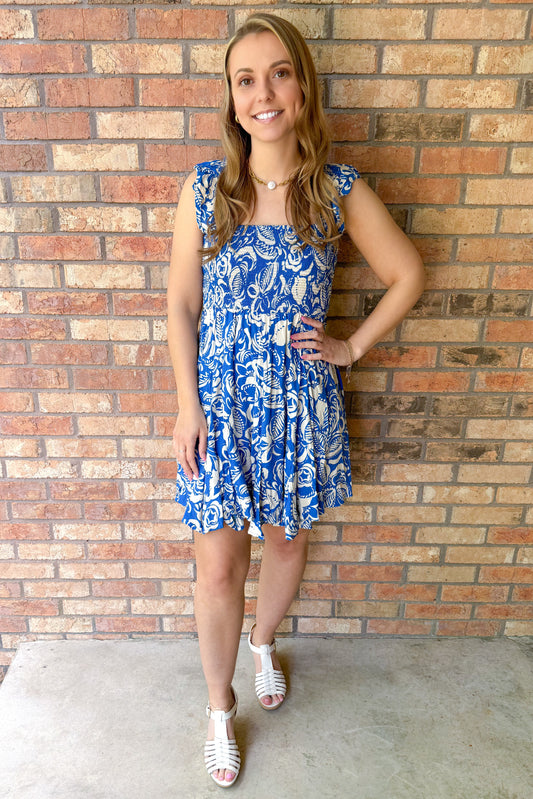 Captivated By You Floral Print Dress, Blue