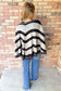 The Night Is Young Sherpa Striped Poncho, Black/White