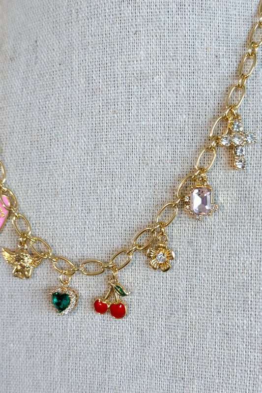 Cherry On Top Charm Necklace, Gold