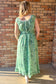 Blooming With Grace Cotton Floral Ruched Maxi Dress, Eucalyptus