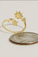 Mixed Studded Floral Adjustable Ring, Gold